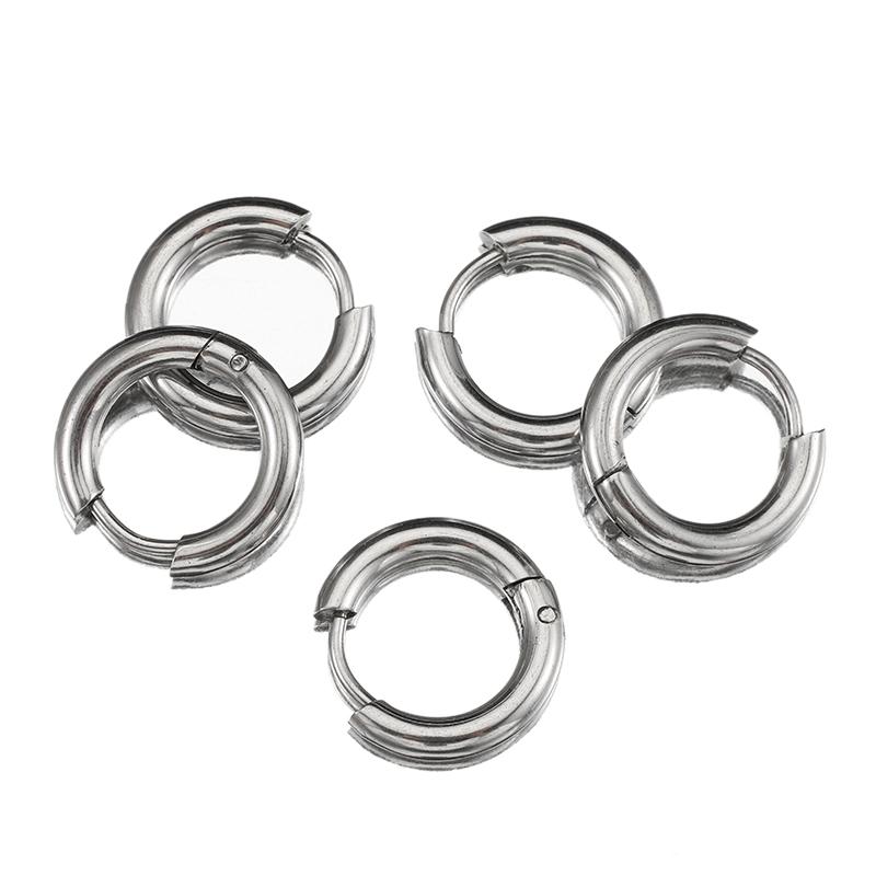 10 Piezas Pendientes de Aro de Acero Inoxidable Interior 8 mm 12 mm 18 mm Pendientes para Mujer Hombre Punk Hiphop Bisutería Regalos Joyería Accesorios para Piercing