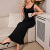 New European and American popular INS style, pure black suspender long dress, fun pure desire style, luxury temptation nude dress
