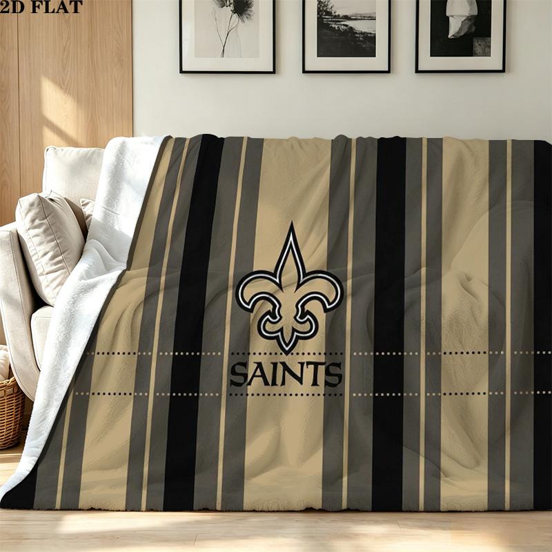 New Orleans Saints Logo Print Flannel Blanket High Quality Warm Comfortable Cover for All Seasons Perfect for Gifts Home Decor