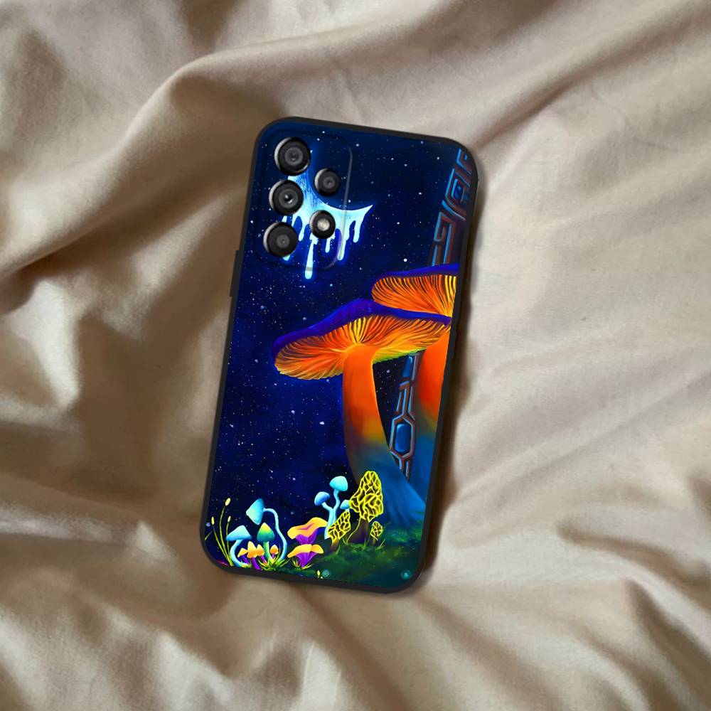 Trippy Art Mushroom Phone Case For Samsung Galaxy A20,A21s,A22,A31,A32,A52,A53,A72,73,A80 Soft Black Cover