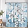 Lily Flower Vintage Shower Curtain White Lilies Floral Colorful Background Nature Plant Bath Decor Art Polyester Bathtub Curtain