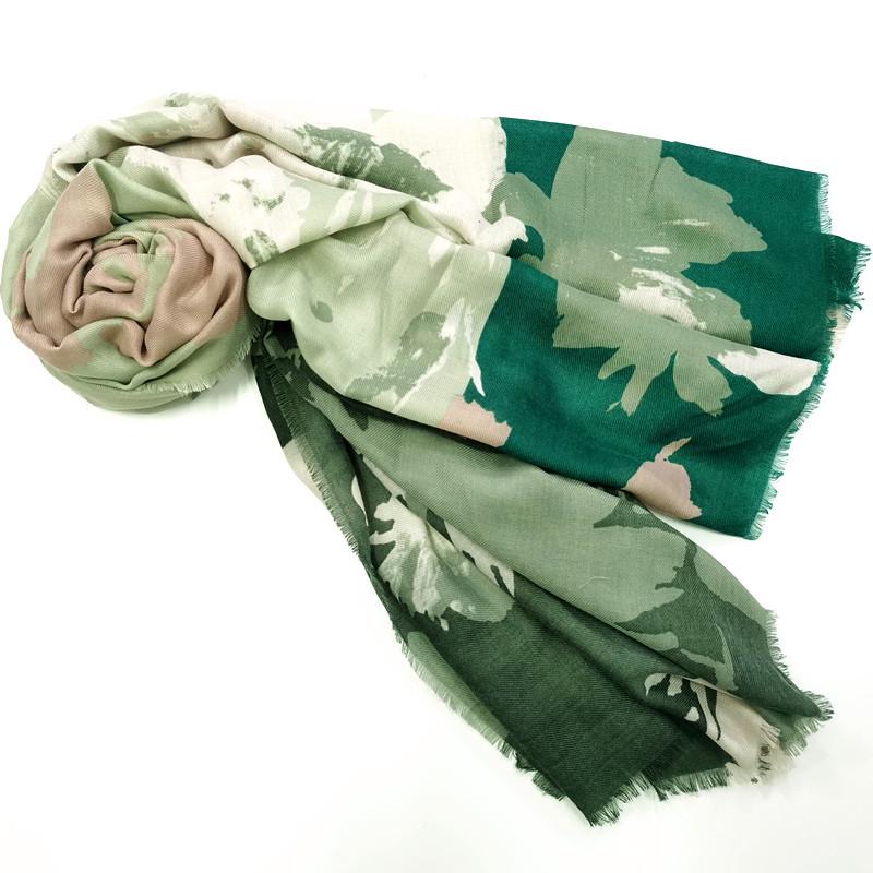 New Floral Patchwork Scarf - Twill Polyester Yarn, Screen Printed with Tassels