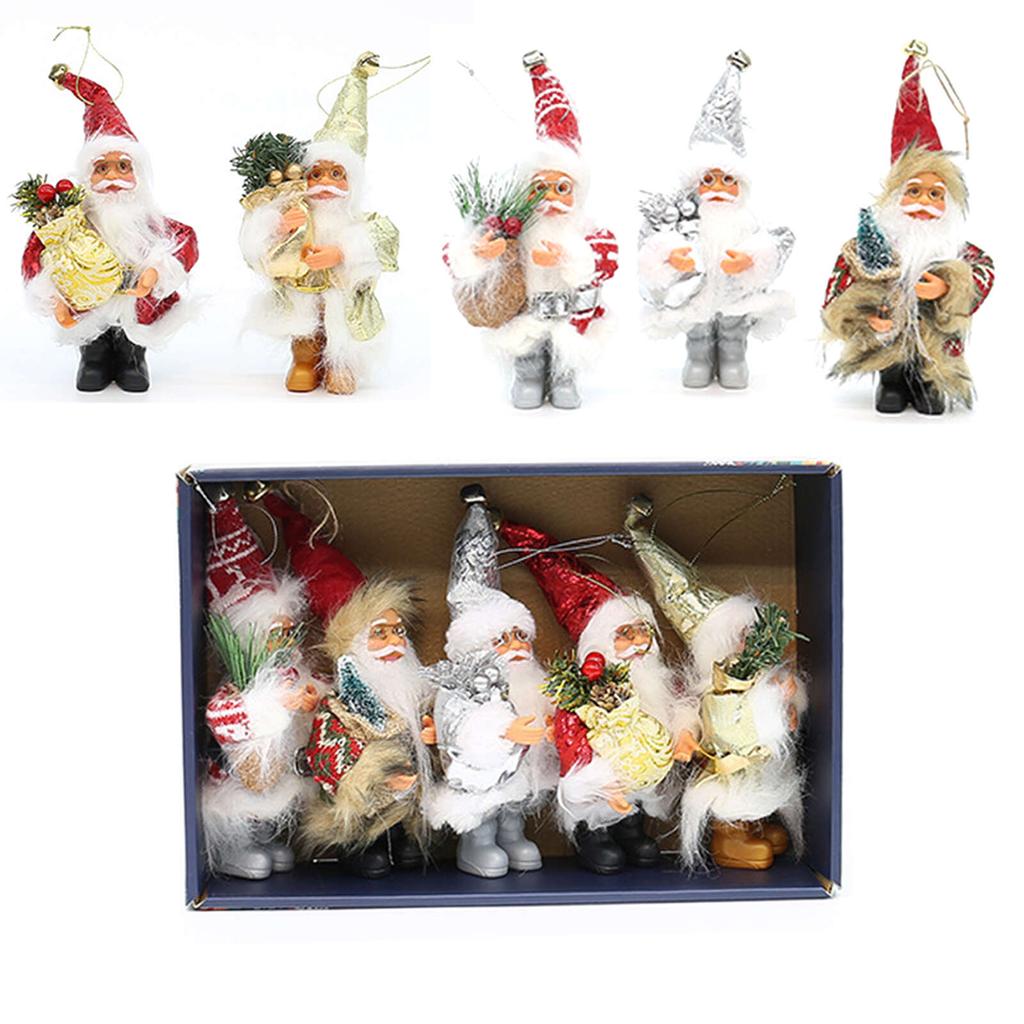 5pcs Father Christmas Set Colourful Box Christmas Decoration Ornament