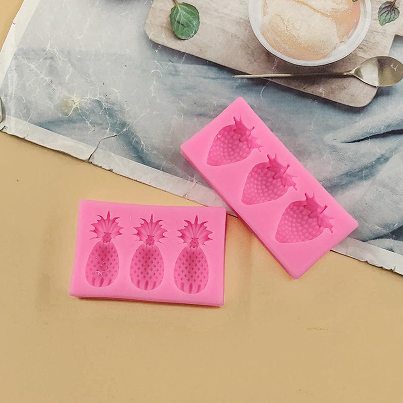 1/2Pcs Aromatherapy Candle Decoration Silicone Mold 3 Strawberry Pineapple Chocolate Mold Diy Cake Accessories