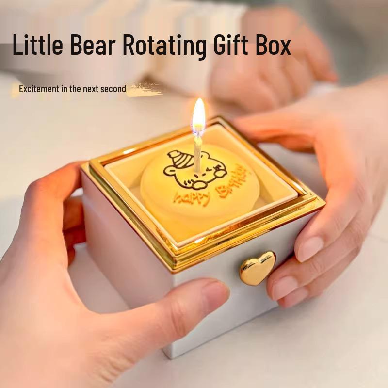 Romantische Kleine Bär Drehbare Kuchenringbox - Perfektes Geschenk für Mädchen oder Ehefrauen Geburtstag, Kreative Überraschung und Geständnis