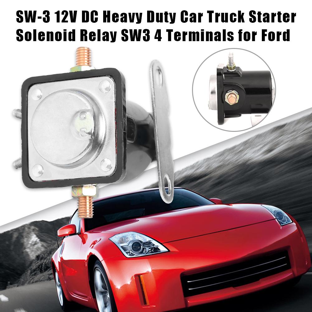 SW-3 12V DC Heavy Duty Car Truck Starter Solenoid Relay SW3 4 Terminals for Ford
