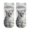 Cute 3D Cat Animal Print Women Breathable Polyester Elastic Low Cut Ankle Socks
