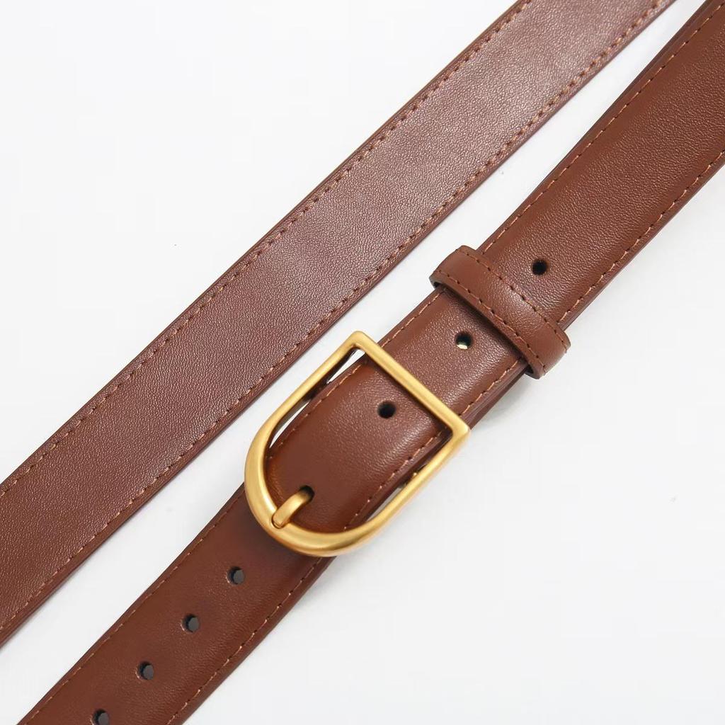 Women's Versatile Cowhide Leather Belt - Fashionable, Casual, and Decorative Waistband for Jeans