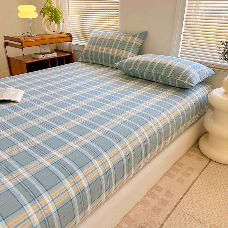 Plaid Style Bedsheet Elastic Fitted Sheet Printed Bed Cover Home Soft Mattress Protector drap de lit (Pillowcase Need Order)