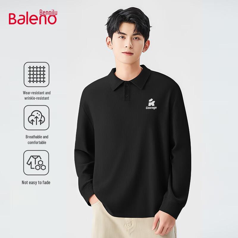 

Мужской свитер-поло с длинным рукавом из вафельного трикотажа большого веса Baleno