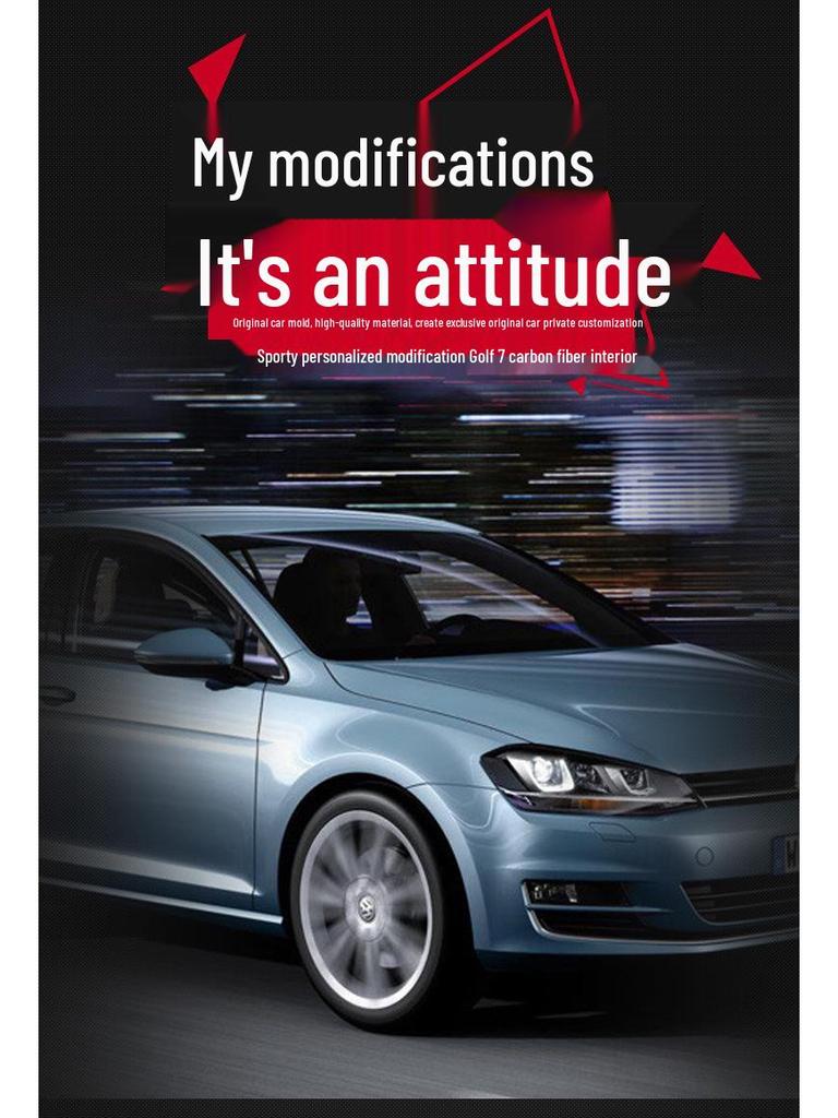 Compatible Carbon Fiber Interior Accessories for VW Golf 7: Console, Gear Shift, Cup Holder, A/C, Navigation Decor.