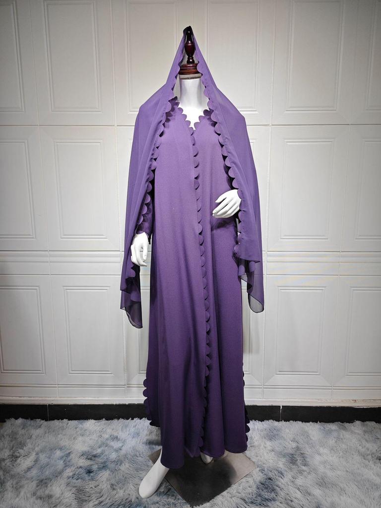 Elegantes zweiteiliges Set aus Cardigan und Hijab - 2025 TikTok Mode, Dubai & Türkei Edition