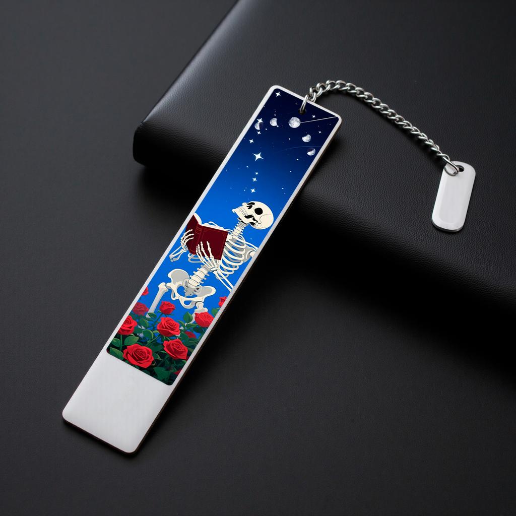 My Shape Gothic Horror Skeleton Metal Bookmark Stainless Steel Tassel Bookmark Study Reading Accessory Halloween Book Lover Gift