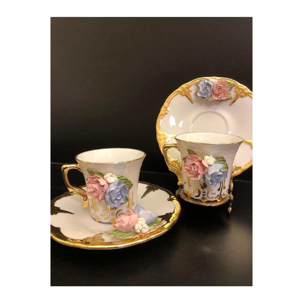 Rose Dream Handmade Porcelain Coffee Cup Set Of 2