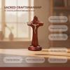 Wooden Hollow Cross Detachable Standing Religious Crosses Ornament Natural Vintage Crucifix Sculpture Living Room