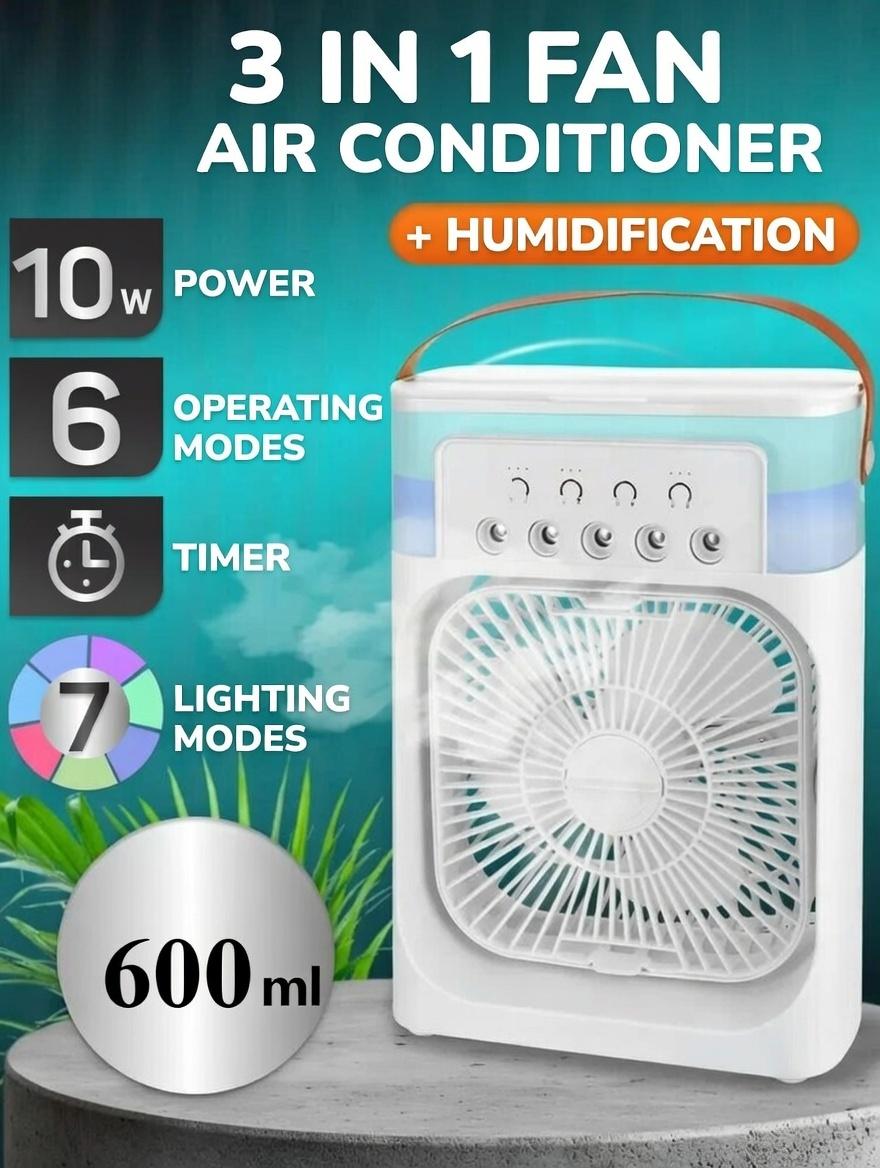 

5-Hole Misting Fan Portable Air Cooler Humidifier 600ml 3 Speeds 3 Spray 7 Color Light Ice Cooling USB For Summer Home