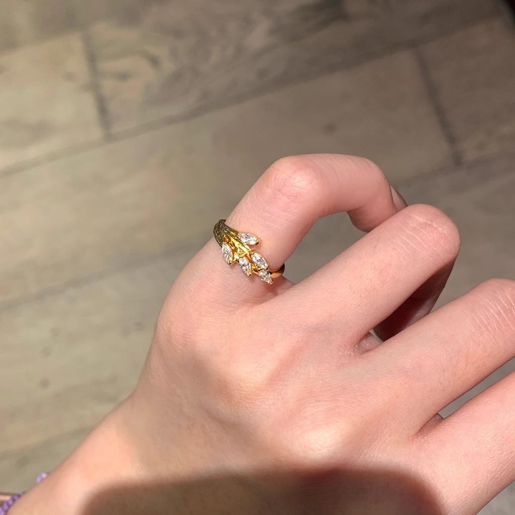 Eleganter Verstellbarer Goldener Weizenährenring Für Damen Stilvoller Minimalistischer Modeschmuck