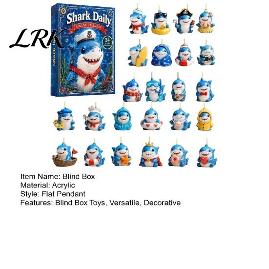 Blind Box Toys for Kids Marine Shark Advent Calendar, 24 Days Christmas Acrylic Collectible Party Favors Figures, Hanging Ornament Holiday Home Decor