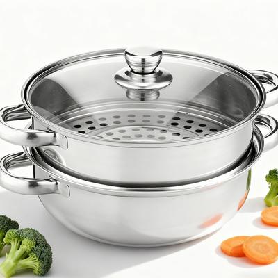 Stainless Steel Steamer Pot Multipurpose Stackable Steam Pot with Lid for Vegetable Noodles Pasta Home Kitchen Accessories