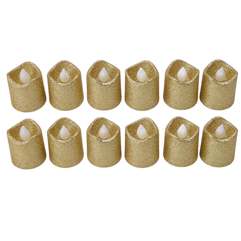 12PCS LED Tealight Golden Warm Light Flameless Light Candle for Christmas Birthday Party