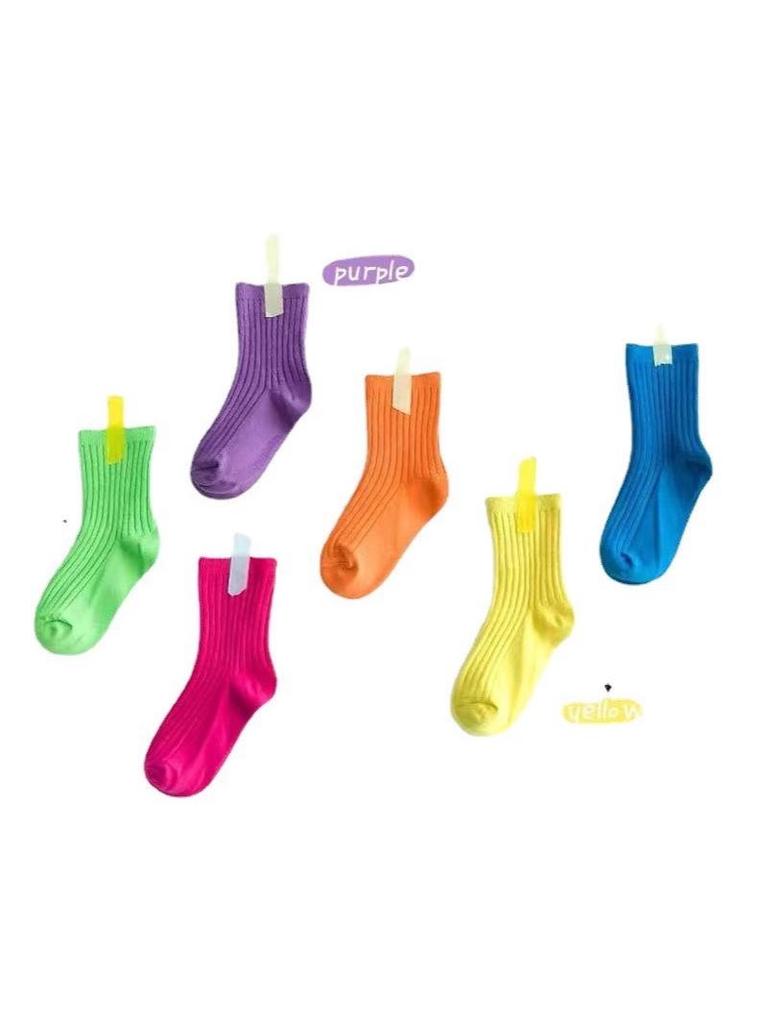 Children’s Fluorescent Solid Color Combed Cotton Socks – Spring/Summer Trend