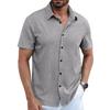 Men Summer Button-up Shirt Short Sleeve Turndown Collar Shirt Casual Loose Fit Holiday Shirt for Beach Vacation Street