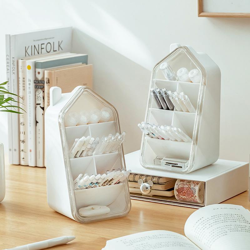 Triangular Large Capacity Plastic Pen Holder for Office Desktop