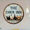 1pc Vintage Chicken Coop Metal Sign 8 Inch Round Wall Art Rustic Farmhouse Decor Flat Print