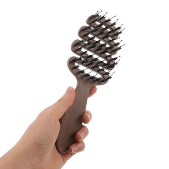 Beaupretty coffee color plastic wide-tooth comb stylish design suitable wet dry hair care product ideal travel outings set 2 portable boar bristle