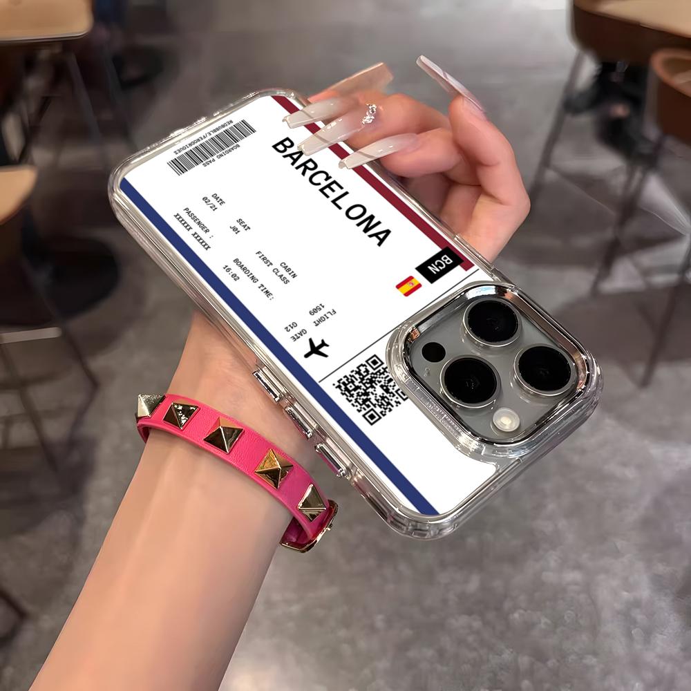 Plane Fight Ticket Phone Case For IPhone 17 Air 16 15 14 13 12 11 Pro Pro Max Plus Transparent Soft Cover