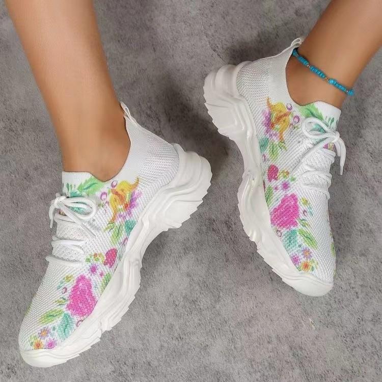 Außenhandel freizeit blume sport einzelnen schuhe frauen 2025 neue mode flachen boden einzigen große größe verzogen kopf lace-up casual