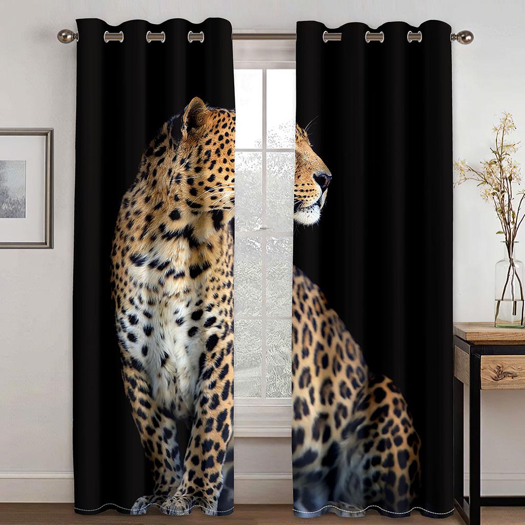 3D Animal Digital Art Psykedelisk Drømmefanger Løve Ulv Mønster Tynn Halvskygge Vindu Gardin for Soverom Stue Krok
