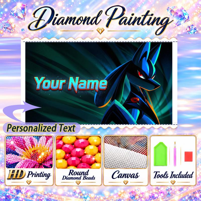 Personalized Greninja Diamond Art Custom Name 5D Diamond Painting Full Drill DIY Craft