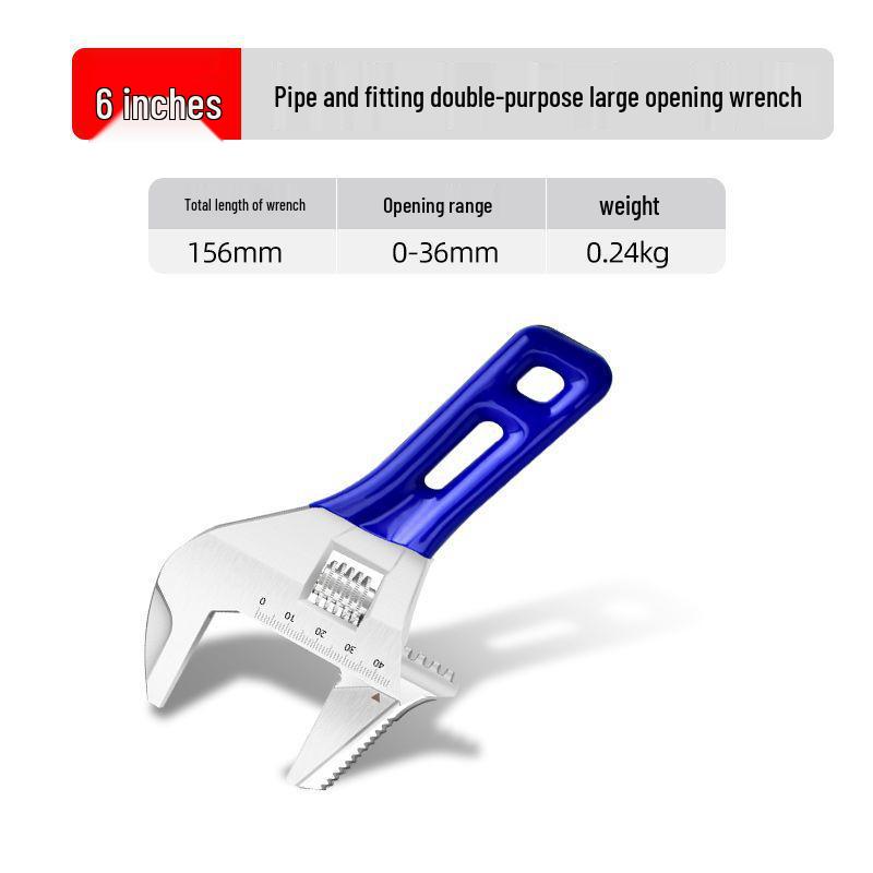 Large Universal Adjustable Wrench with Short Handle for Multifunctional Bathroom and Pipe Installation