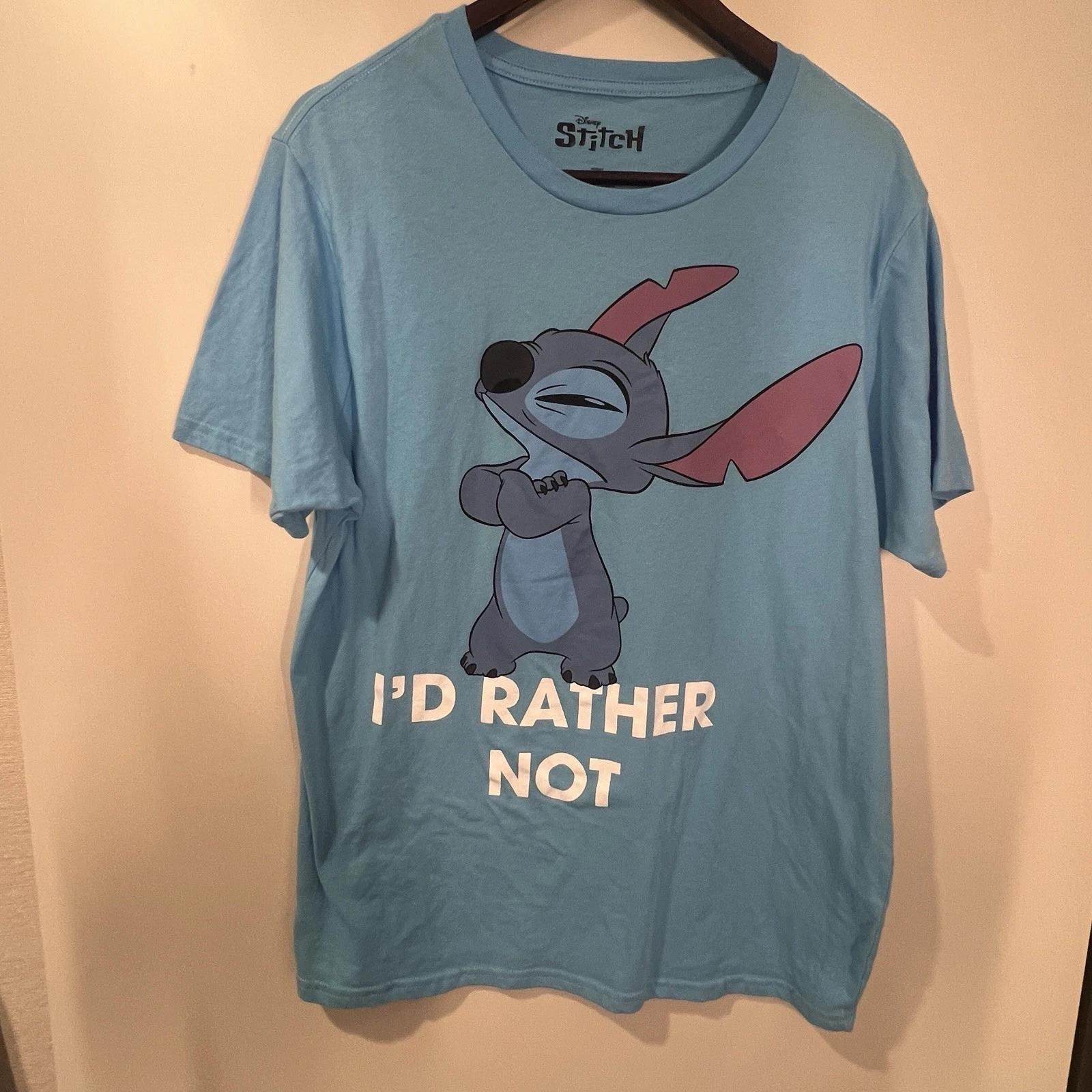 

Disney Stitch Graphic Tee Shirt Blue And Pajama Pants Combo Size Large Ohana XL