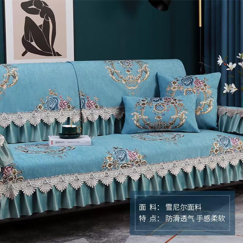 

Роскошные комплекты диванов с большими цветами, чехлы для диванов, толстые чехлы для диванов, подол 18 см, мягкое полотенце, кружевной декор, подушка для дивана для коврика для гостиной, 1 шт. 70x90cm 1pcs