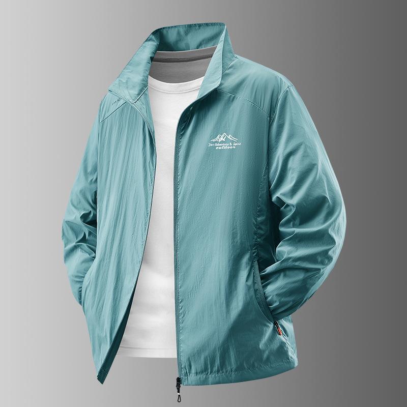 Ice Silk Sunscreen Clothing Men's Summer Thin Simple Color Outdoor Loose Plus Size Hooded Sun-protective Clothing Jacket Coat
