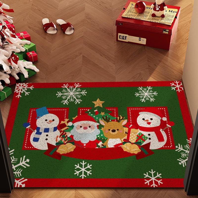 Christmas Loop Pile Non-slip Doormat: Wear-resistant, Cuttable, Ideal for Home Entrances