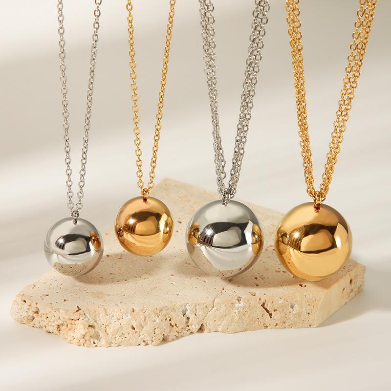 Trendy Ball Pendant Necklace 18K Gold Color Stainless Steel Beach Fashion Waterproof Jewelry 2024 Bijoux