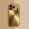 Golden Love Heart Pattern Gold Metallic Paint Glass Phone Case For iPhone 17 Pro Max 11 12 13 14 15 16 Plus 17Air 16E Cover