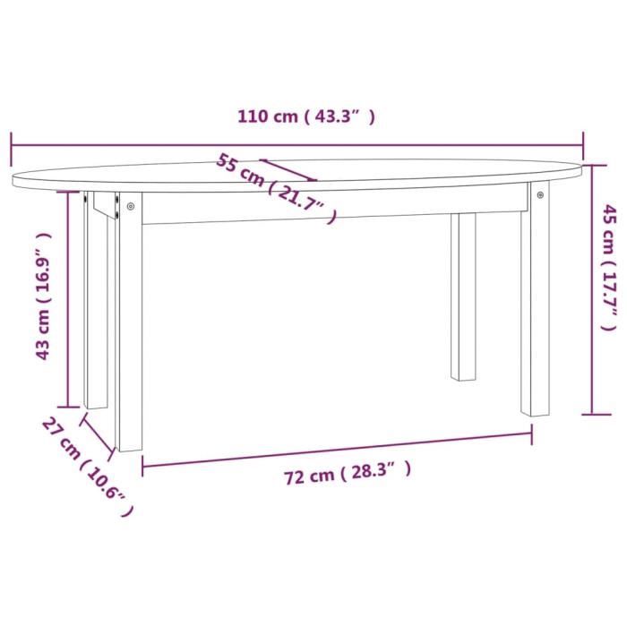 VidaXL Table basse Marron miel 110x55x45 cm Bois massif de pin 822345