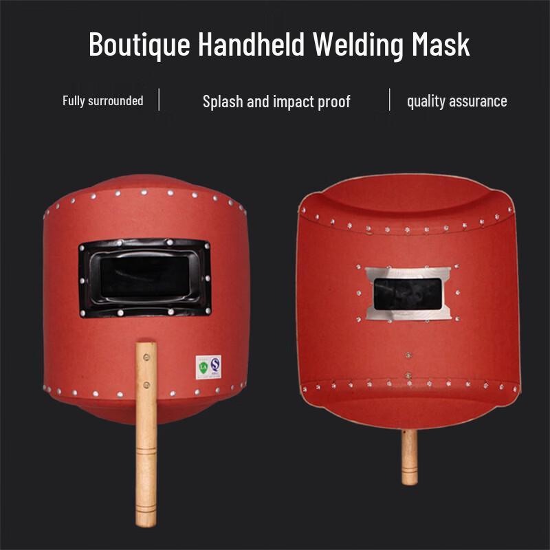 Red Steel Paper Handheld Welding Face Shield