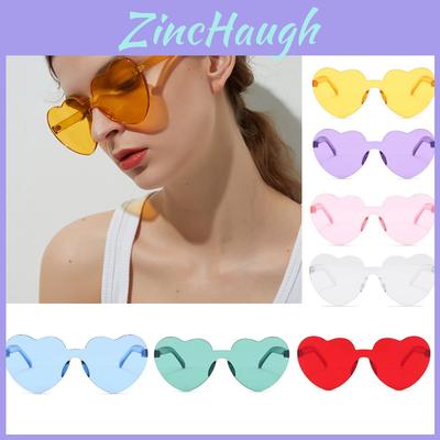 Heart Shaped Rimless Sunglasses Women's Candy Color Glasses