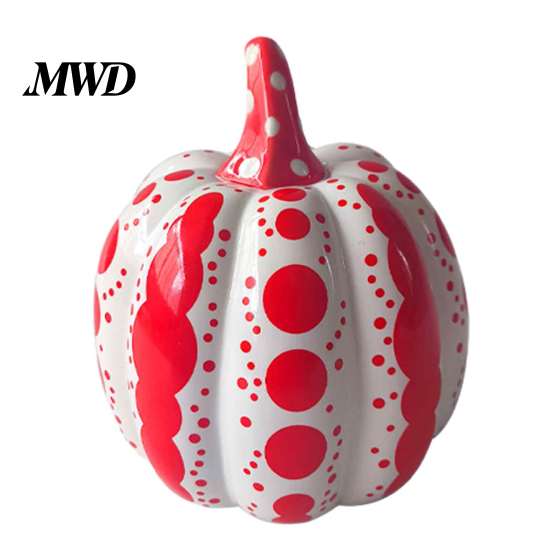 Ceramic Pumpkin Decor Sculpture, Modern Polka Dot Figurine, Farmhouse Retro Style Home Soft Furnishings Tabletop Decoration for Fall, Halloween,