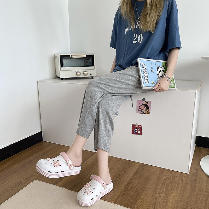 Hole Shoes Summer 22 New Thick-soled Comfortable Bag Head Half Drag Non-slip Outer Wear Beach Sandals