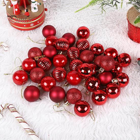 36Pcs 4cm Christmas Tree Color Ball Electroplating Multi Styles Boxed Unbreakable Reusable Scene Layout Plastic Xmas Party Decor Hanging Ball Pendant