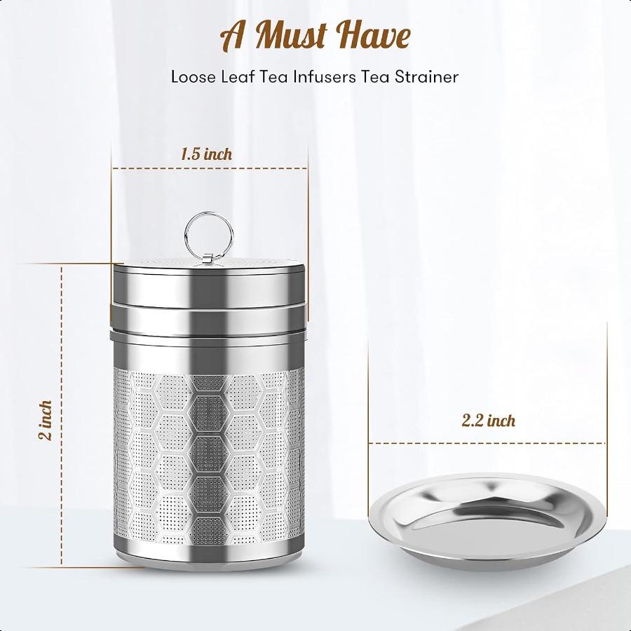 Tea Infusers for Loose Tea 2 Pack 18 8 Stainless Steel Tea Strainer Set Extra Fine Mesh Tea Steeper for Brew Tea Spices and Sea