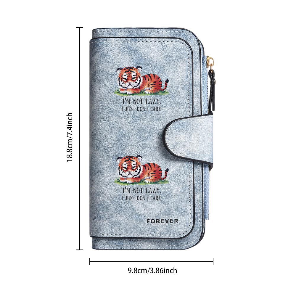 Cute Tiger Print Long Wallet Multi Card Holder Fashion Portable Purse for Daily Use