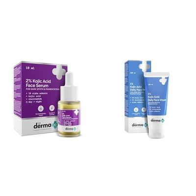 Siero viso Derma Co 2% Acido Cogico con 1% Alfa Arbutina e Niacinamide e Detergente viso Derma Co 1% Acido Cogico con Niacinamide