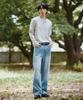 GCLIP Relaxed Semi-Wide Brushed Washed Half-Banding Denim Pants - [Blue]